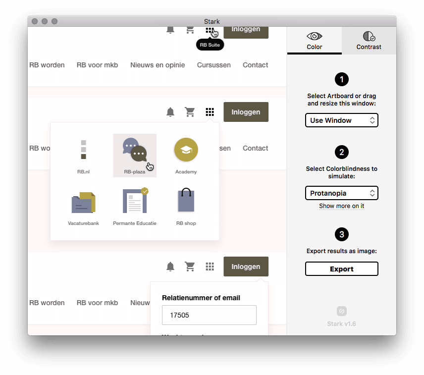 Sketch stark plugin voorbeeld protanopia