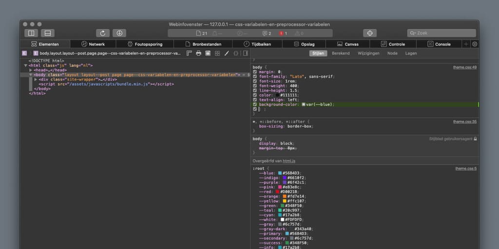 CSS variabelen en preprocessor variabelen