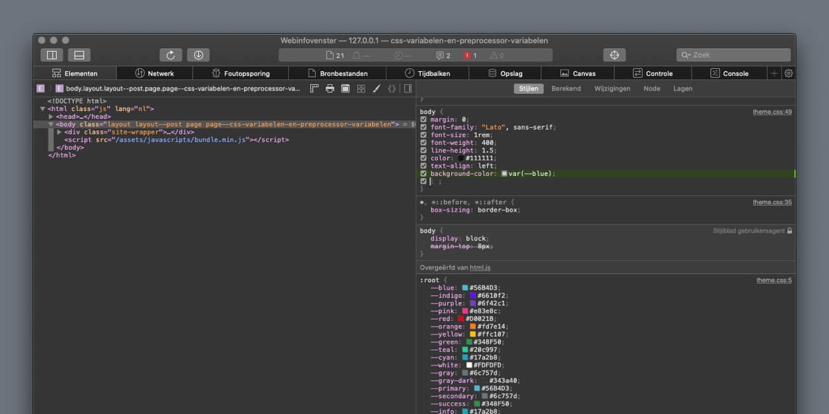 CSS variabelen en preprocessor variabelen